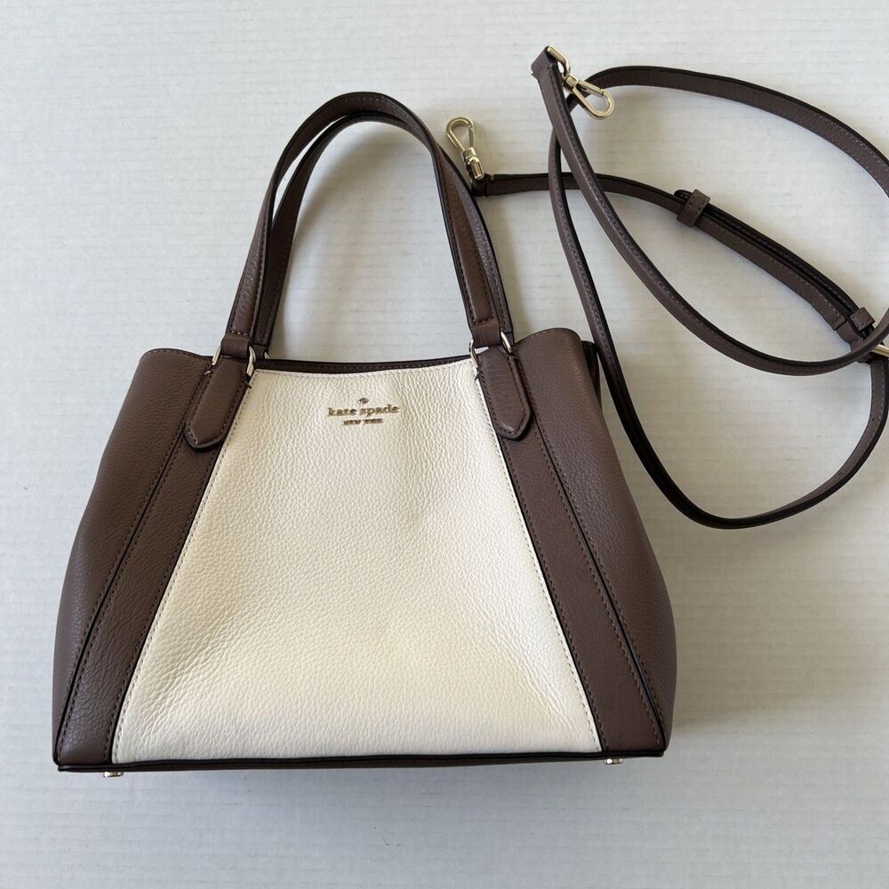KATE SPADE Colorblock Brown White Crossbody Handbag Satchel NWOT